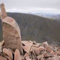 Summit cairn of Carn Mor Dearg, towards the Aonachs