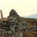 Trig point and summit cairn on Beinn a' Chuallaich