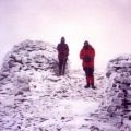 the twin cairns on the summit of Meall Cuaich