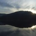 Silhouette of Hallin Fell reflected in Ullswater