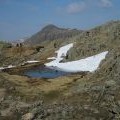 A small tarn on the ridge between Crinkle Crags and Shelter Crags