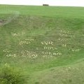 Adam and Eve graffiti in stones, Bredon Hill