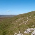 Grassy slope with rocks at west side of Little Fell